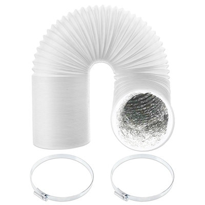 SPARES2GO Universal Insulated Vent Hose 4" x 2.5m Flexible PVC Aluminium Foil Lined Duct Outlet Pipe + Clamp Clips