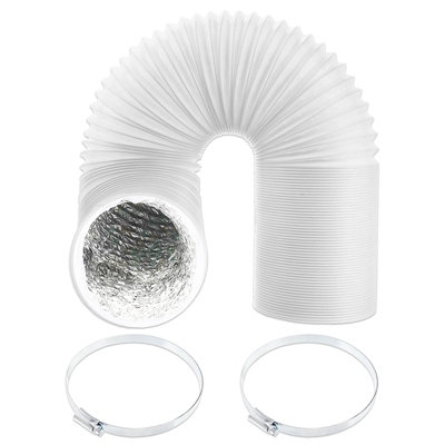 SPARES2GO Universal Insulated Vent Hose 5" x 2.5m Flexible PVC Aluminium Foil Lined Duct Outlet Pipe + Clamp Clips