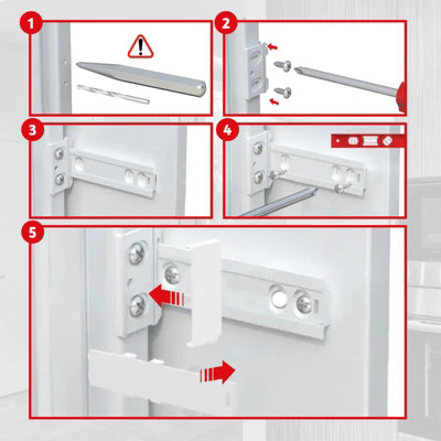 Built-in Refrigerator Door Hardware Integrated Fridge Door Slide Mounting Bracket Kit For Beko - Includes Cupboard Fixing Brackets (4 Pack) Integrated Fridge Door Slider Kit