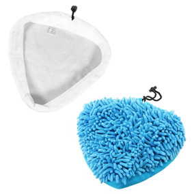 SPARES2GO Universal Microfibre Cloth Cover + Coral Pad Set for Steam Cleaner Mop (2 Pack)