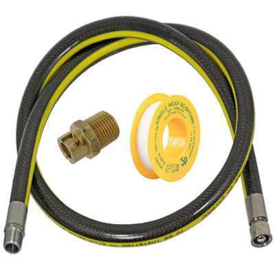 SPARES2GO UNIVERSAL Oven Cooker Gas Hose 5ft 1/2" Bayonet Pipe Joint LPG PTFE Tape