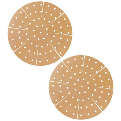 SPARES2GO Universal Round Air Fryer Drawer Mat Liners (Reusable, Non-Stick, Perforated, Pack of 2)