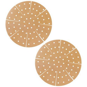 SPARES2GO Universal Round Air Fryer Drawer Mat Liners (Reusable, Non-Stick, Perforated, Pack of 2)