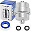 SPARES2GO Universal Shower Head 15 Stage Filter Hard Water Purifier Softener (Chrome Effect)