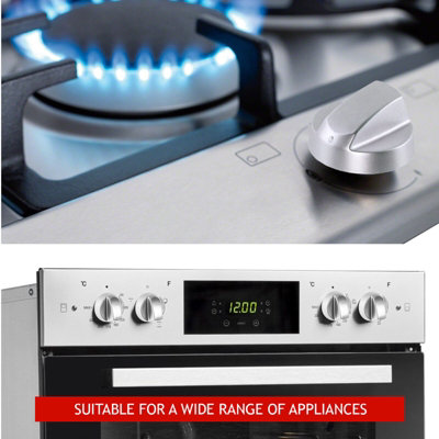 Spares2go Universal Einstellknopf Schwarz – Für Toaster, Herde, Hosenbügler, 5 Stück + Adapter, Hitzebeständig
