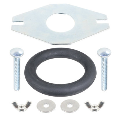 SPARES2GO Universal Toilet Cistern Close Coupling Fixing Kit Flat Metal Plate Tank Pan Bowl Connector Set (1 1/2")