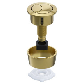 SPARES2GO Universal Toilet Cistern Dual Flush Push Button Kit for 20mm 40mm 50mm 60mm Lid Hole (Brushed Brass)