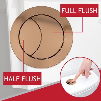 SPARES2GO Universal Toilet Cistern Dual Flush Push Button Kit for 20mm 40mm 50mm 60mm Lid Hole (Brushed Copper)