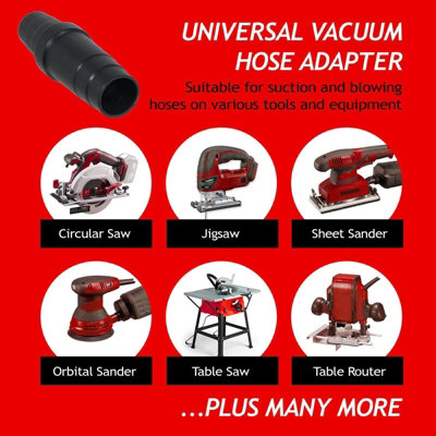 SPARES2GO Universal Vacuum Adaptor Tool Dust Port Extractor 32mm 35mm 38mm Hose Adapter Kit Sander Saw