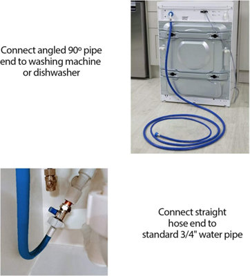 SPARES2GO Universal Washing Machine / Dishwasher Fill Hose + Drain Hose Extension Set (5 Metre)