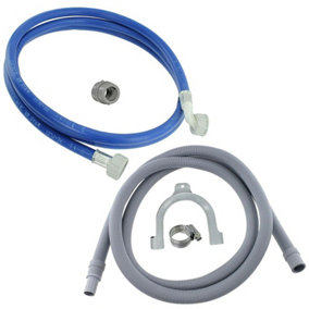 SPARES2GO Universal Washing Machine / Dishwasher Hose Water Fill Pipe & Drain Outlet Hose Extension Kit (2.5 Metre)