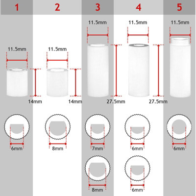 4-Pack Universal White Cooker Oven Knobs With Adapters - Fits AEG, Bosch, Hotpoint