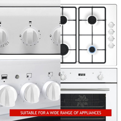 4-Pack Universal White Cooker Oven Knobs With Adapters - Fits AEG, Bosch, Hotpoint