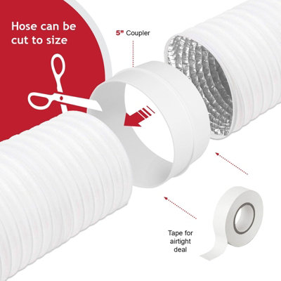 SPARES2GO Vent Hose Extension Kit for Dimplex Portable Air Conditioners ...