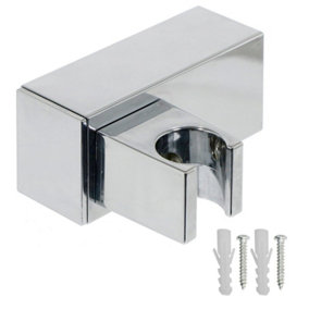 SPARES2GO Wall Clamp compatible with Aqualisa Shower Head Adjustable Square Angled Chrome Bracket Handset Holder