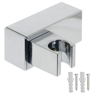 SPARES2GO Wall Clamp compatible with Grohe Shower Head Adjustable Square Angled Chrome Bracket Handset Holder