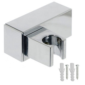 SPARES2GO Wall Clamp compatible with Grohe Shower Head Adjustable Square Angled Chrome Bracket Handset Holder
