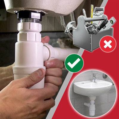 SPARES2GO Waste Bottle Trap 38mm Shallow Bathroom Kitchen Sink Basin Bidet Urinal Seal (32mm 1.25")