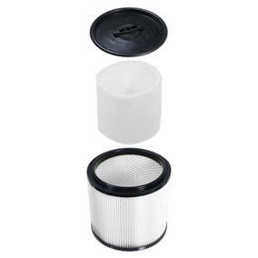 SPARES2GO Wet & Dry Cartridge Filter + Foam Sleeve compatible with Wickes 215735 288557 20L 1250W Vacuum Cleaner