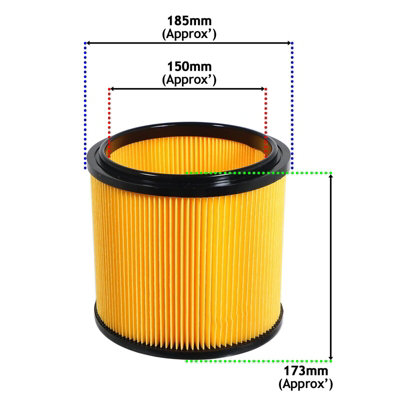 SPARES2GO 2 Pezzi Filtro A Cartuccia Per Aspirapolvere Argos ProAction Wet & Dry - Compatibile Con Modelli 20L/30L (4010128, 4062116)