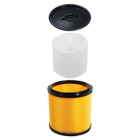 SPARES2GO Wet & Dry Cartridge + Foam Sleeve Filter Kit compatible with Lidl Parkside PNTS 1250 1300 1400 1500 Vacuum Cleaner