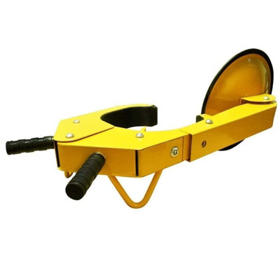 SPARES2GO Wheel Clamp Security Lock Trailer Caravan Motorhome Car Van Heavy Duty Yellow UK