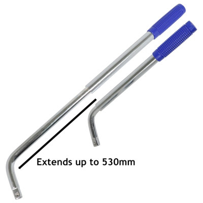 SPARES2GO Wheel Wrench Breaker Bar 1 2 Extendable Socket Nut 17 19 21 23 mm