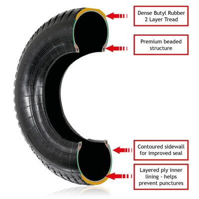 SPARES2GO Wheelbarrow Wheel Inner Tube and Barrow Tyre 3.50 - 8 Rubber Innertube 3.50 x 8