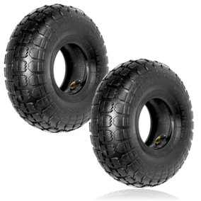 SPARES2GO Wheelbarrow Wheel Tyre and Inner Tube (4.10-4 3.50-4, 30psi) 4 inch cart  x 2