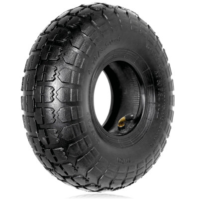 SPARES2GO Wheelbarrow Wheel Tyre and Inner Tube (4.10-4 3.50-4, 30psi) 4 inch cart  x 2