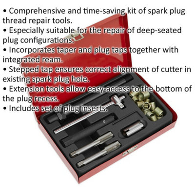 Spark Plug Thread Repair Kit - Deep-Seated Plug Repair - Long Reach Extension