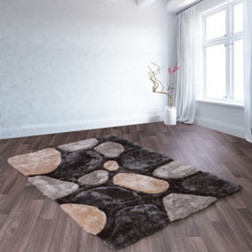 Sparkle Grey Modern Shaggy Abstract Easy To Clean Rug For Dining Room Bedroom And Living Room-120cm X 170cm