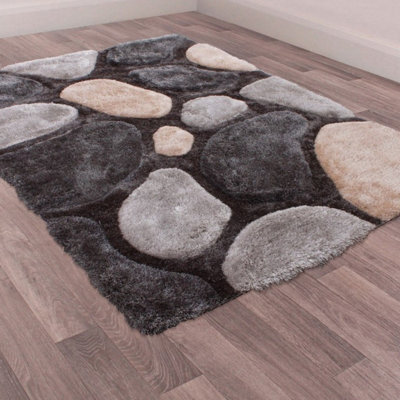 Sparkle Grey Modern Shaggy Abstract Easy To Clean Rug For Dining Room Bedroom And Living Room-120cm X 170cm