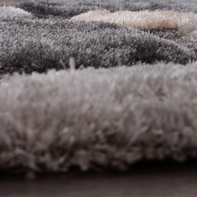 Sparkle Grey Modern Shaggy Abstract Easy To Clean Rug For Dining Room Bedroom And Living Room-120cm X 170cm