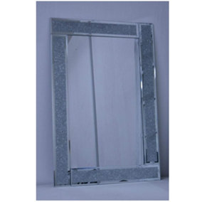 Sparkle Silver Glitter Wall Mirror Frame Glass 60x90