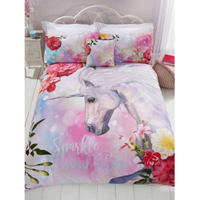 Sparkle Unicorn King Duvet Cover and Pillowcase Set