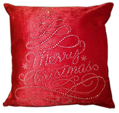 Sparkling Merry Christmas Cushion Cover Red DIY at B&Q