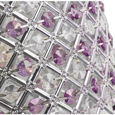 Sparkly Ceiling Pendant Shade with Clear and Purple Beads
