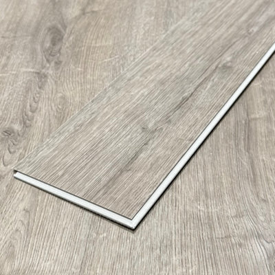 SPC Click Flooring Composite Plank Flooring - Underlay Installed - Chateau Mid Grey Herringbone Style - 2.22m2 Pack