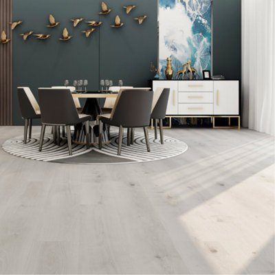 SPC Click Flooring Composite Plank Flooring - Underlay Installed - Grey-Pewter Oak Plank Style 2.193m2 Pack