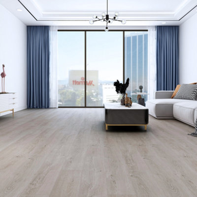 SPC Click Flooring Composite Plank Flooring - Underlay Installed - Stoney Grey Oak - 2.193m2 Pack