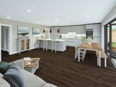 SPC Flooring Dark Oak Easy  Click, 1220mm x 180mm x 5mm, Pack of 10, 2.196m2