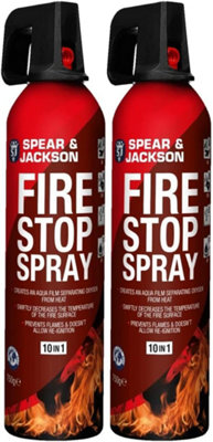 Spear and Jackson - 2 x 750g Fire Stop Spray - For Home, Kitchen, Car, Caravan, Camping - 10 in 1 fire extinguisher - Non-toxic