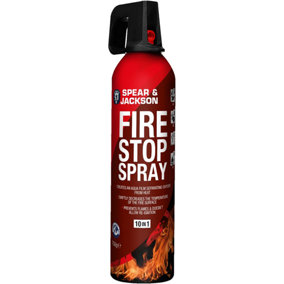 Spear and Jackson - 750g Fire Stop Spray - 10 in 1 fire extinguisher - Non-toxic, and stain-resistant