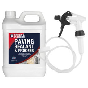 Spear and Jackson - Paving Sealant and Proofer - 2.5 Litre Water Seal - with Long Hose Trigger - Breathable, Colourless Waterseal
