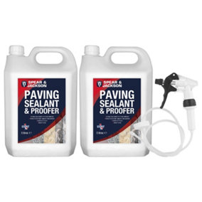 Spear and Jackson - Paving Sealant and Proofer - 2 x 5 Litre Water Seal - with Long Hose Trigger - Breathable, Colourless Watersea