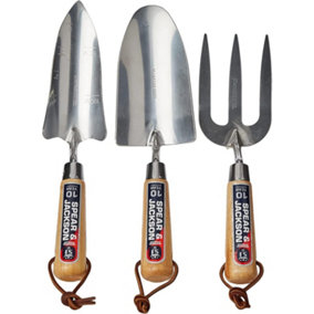 Spear & Jackson 3056GS Neverbend Stainless 3 Piece Hand Tool Gift Set (Weed Fork, Trowel and Transplanting Trowel)