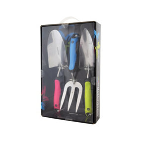 Spear & Jackson COLOURS3PSSS Garden Hand Tool 3-Piece Colourful Gift Set (Trowel, Weed Fork, Transplanting Trowel)