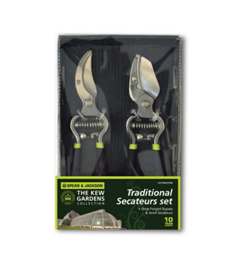 Spear & Jackson CUTTINGSET8K Kew Gardens Collection Razorsharp Traditional Secateurs Set (Bypass & Anvil)