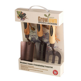 Spear & Jackson ELEMENTS3PS Elements Garden Hand Tool Gift Set (Trowel, Weed Fork, Transplanting Trowel)